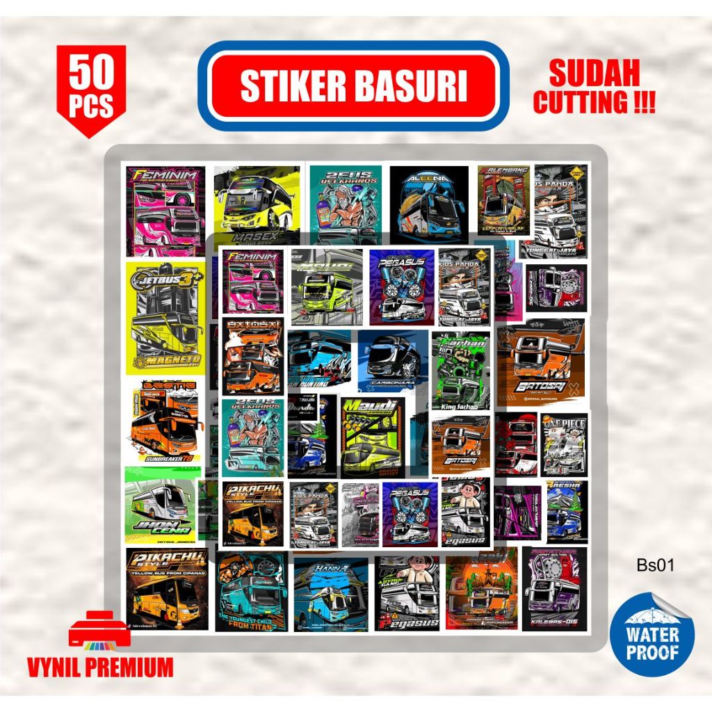 

Sticker Bus Basuri BS 001 isi 50pcs sudah cutting