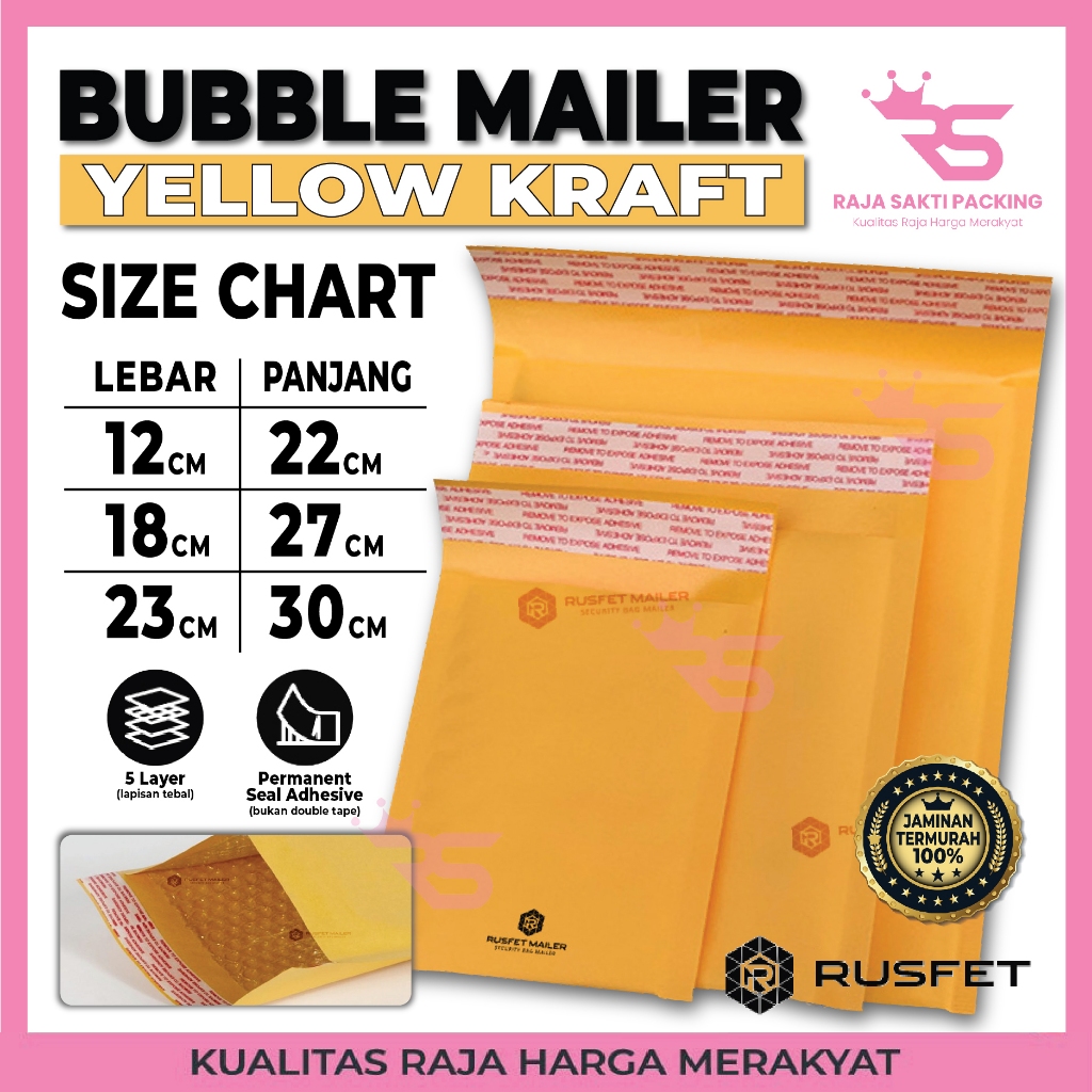 

Amplop Bubble Mailer Yellow Kraft Paper Rusfet Bubble Bag Mailer Premium Satuan Termurah