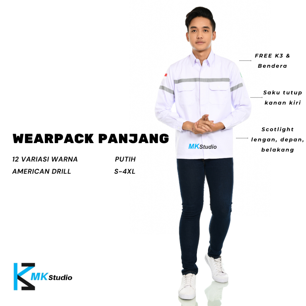 Atasan Wearpack Panjang/Baju Safety Pria/Seragam Kerja Proyek/Wearpack Custom Bordir/Baju Kerja Pria