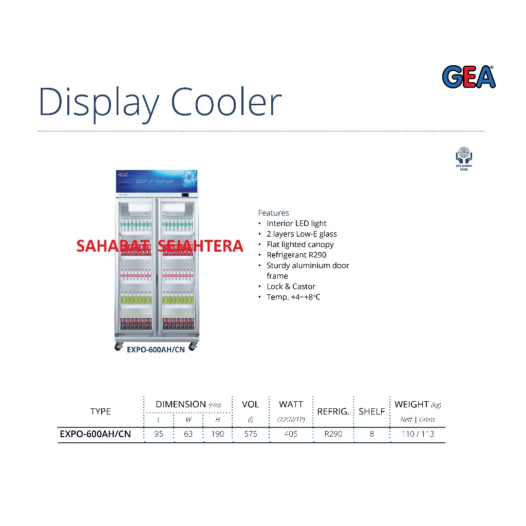 GEA Display Cooler EXPO-600AH/CN Kulkas Showcase 2 Pintu
