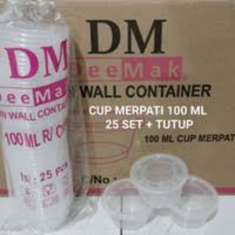 DM Merpati (100ml) Cup/ Container/ Tempat Puding/ Sauce/ Sambal/ Slime/ Puyo/ Dessert merk DM (DeeMa