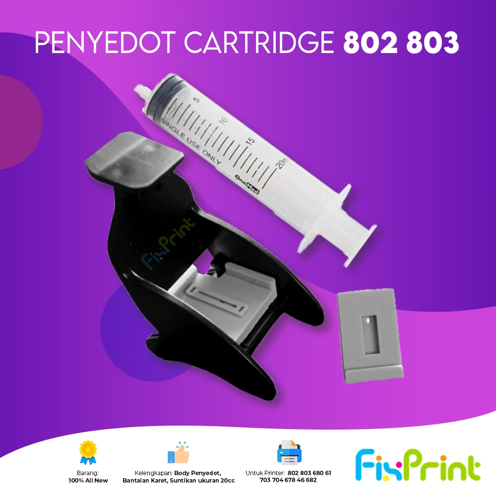 FixPrint Refill Kit 680 682 Toolkit Tinta Cartridge Infus 678 703 702 802 803 46 GT51 GT52 Black Col