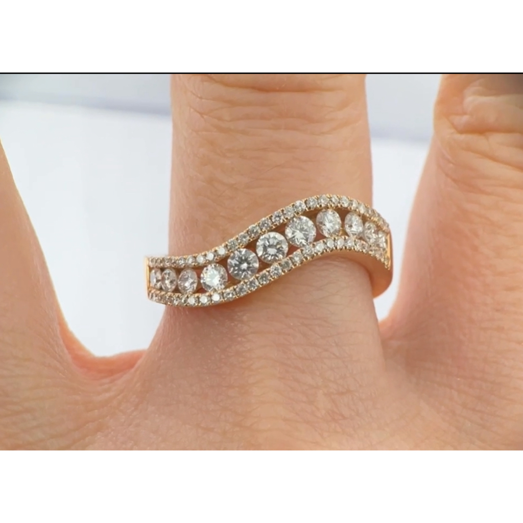 Cincin Berlian Listring Wave Rose Gold