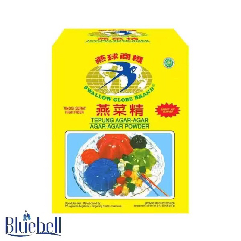 

Bubuk Agar Agar Swallow Globe Brand Box isi 12 Sachet