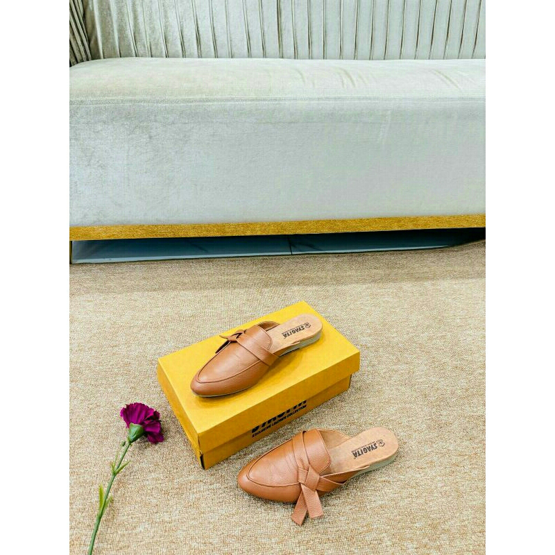 Sepatu wanita kulit papirut garut model tutong sol flat