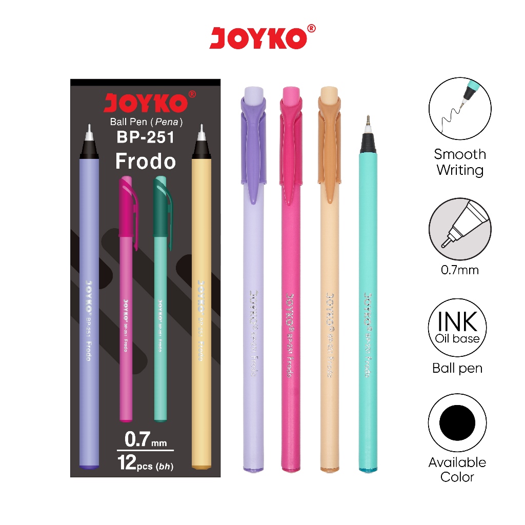

[BOX/12PCS] JOYKO Pulpen Frodo BP-251 Hitam