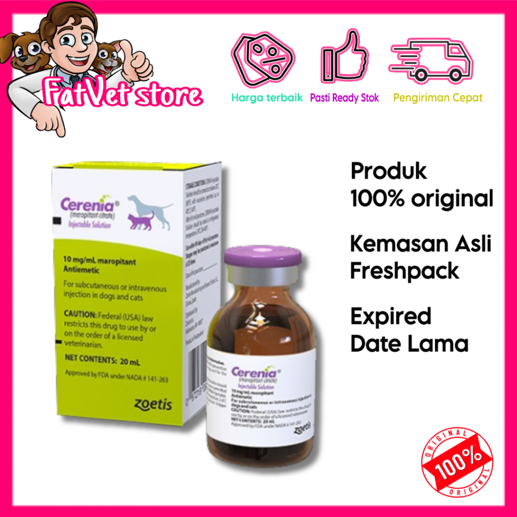 Cerenia maropitant 10mg/ml 20ml vial obat anti muntah anjing kucing