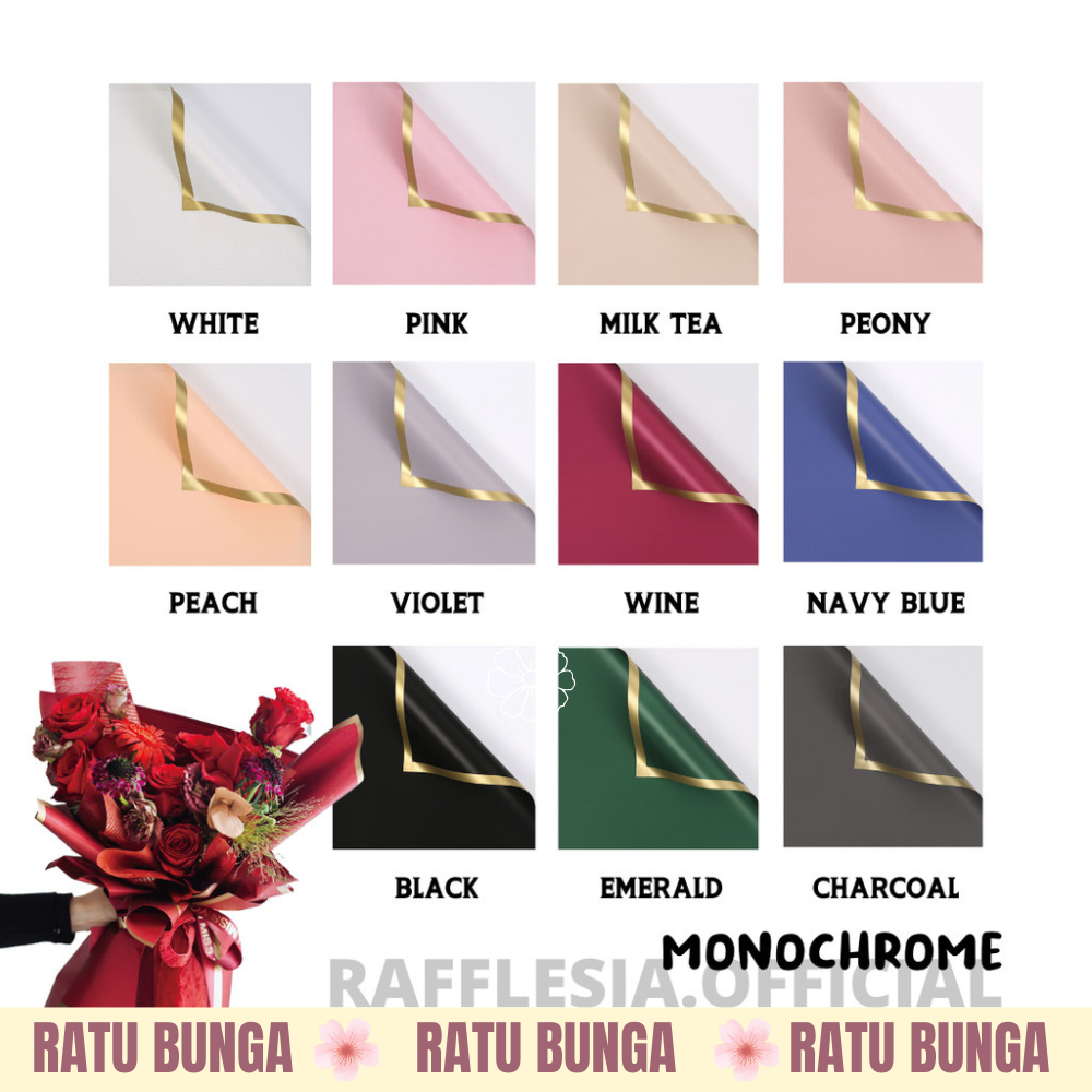 

[5 LEMBAR] Flower Wrapping Paper Varian List Gold Solid Emas Kertas Buket Bunga Cellophane Florist Kertas Kado