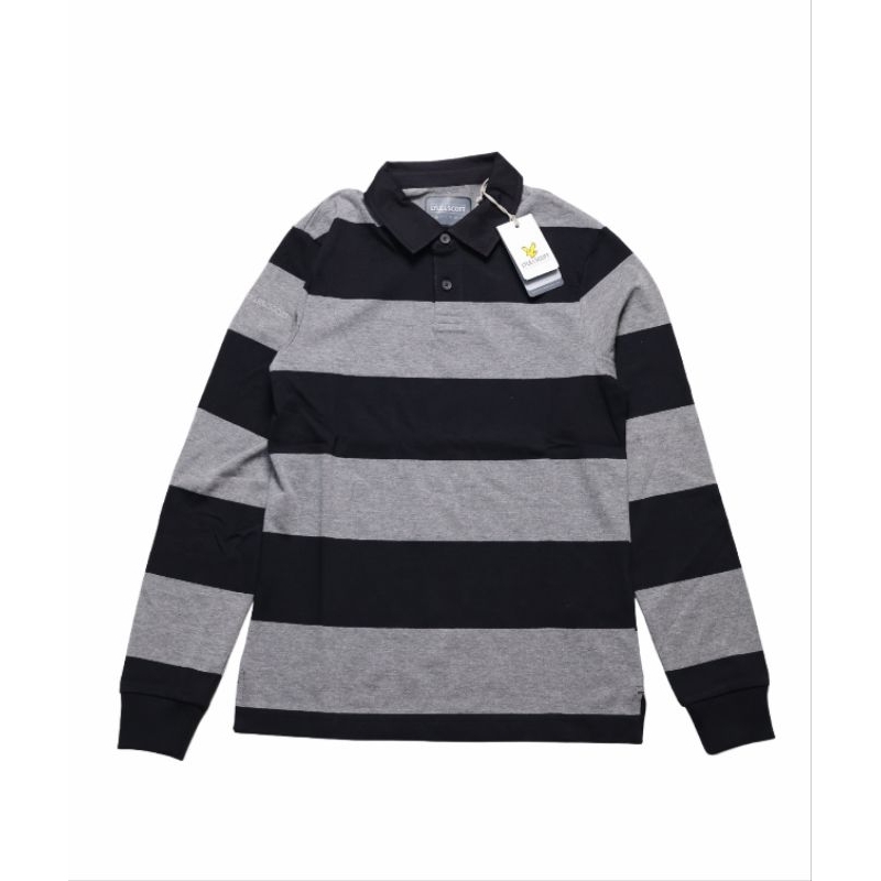 Lyle and Scott Long Sleeve Rugby Shirt  Black Original
