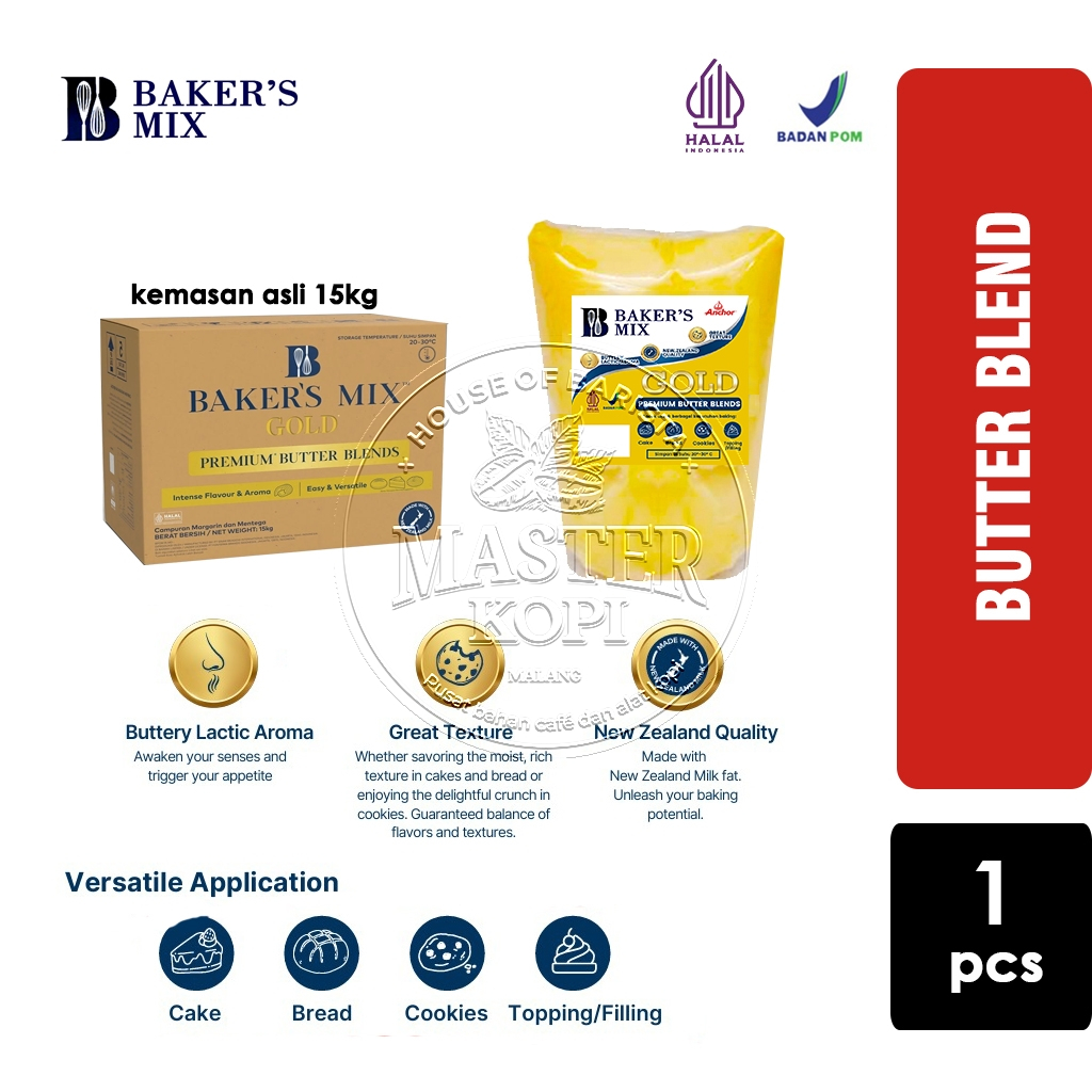 

Baker's Mix GOLD PREMIUM Butter Blend UNSALTED Blend Butter Margarin [1 pcs]