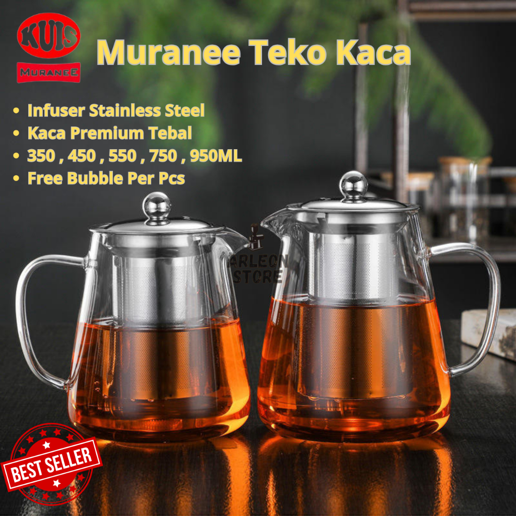 Teko Kaca Tahan Panas Bening / Teko Teh Saringan Teh / Teko Kaca Tahan Api / Pitcher Teh