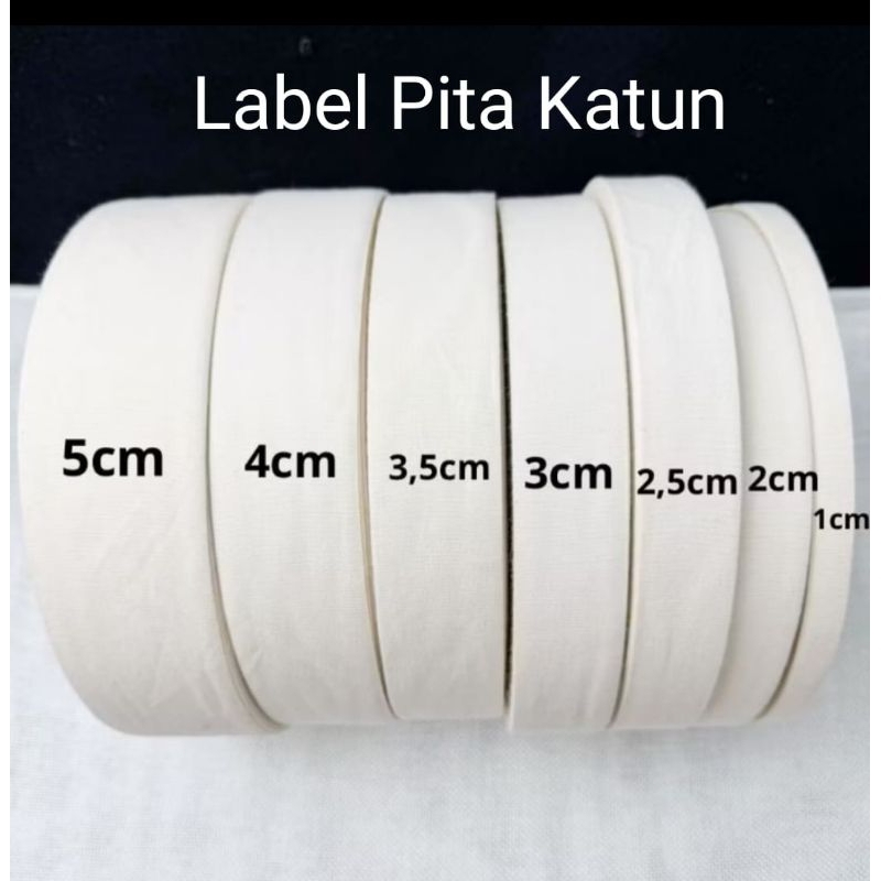 

100 Meter - Label Pita Katun Polos Cream | Label Hijab | Baju