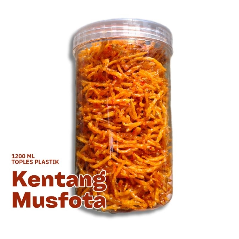 

Kering Kentang Mustofa 1200 ml Kemasan Toples Pedas Manis Gurik Enak Kriuk