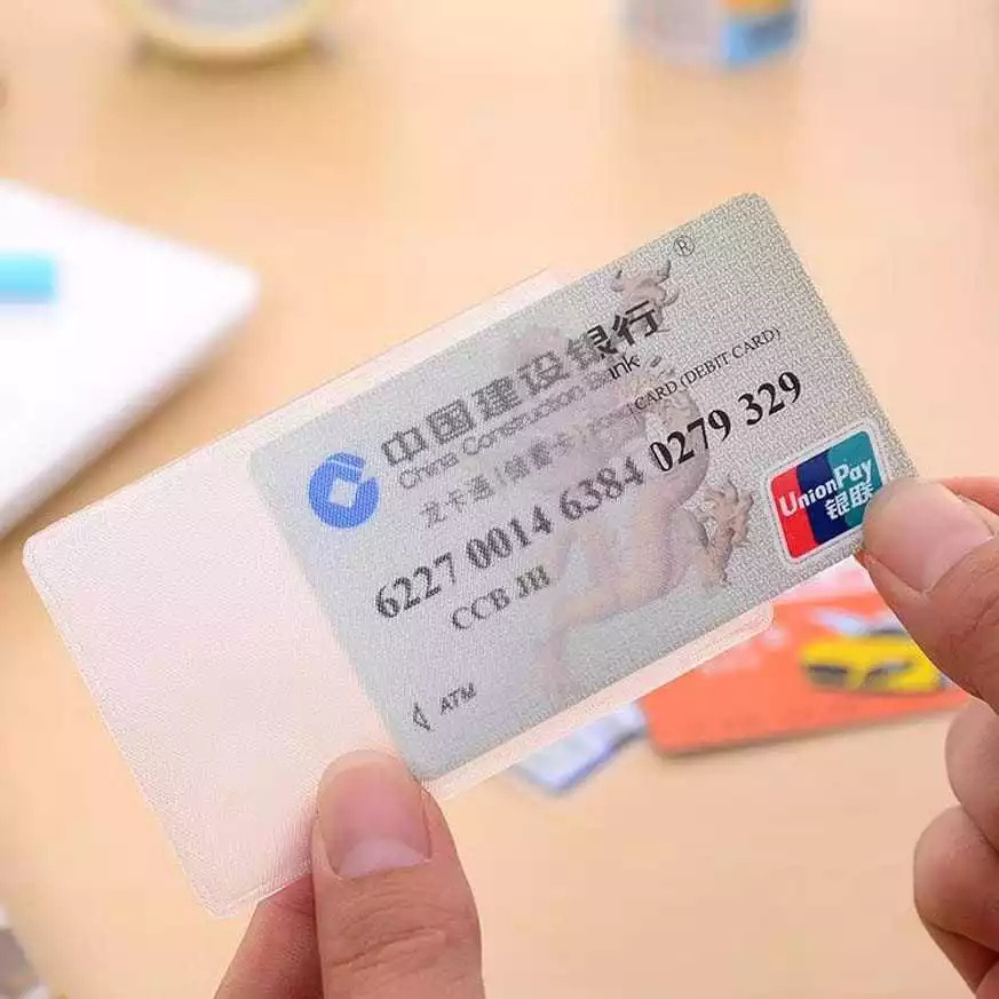 Plastik Cover Pelindung Kartu Nama ATM SIM KTP E-Toll E-Money Flazz