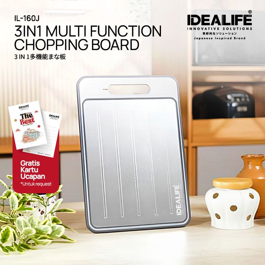 IDEALIFE - 3in1 Multi Function Chopping Board - 3in1 Multifungsi Talenan - IL-160j - (CB-3001)