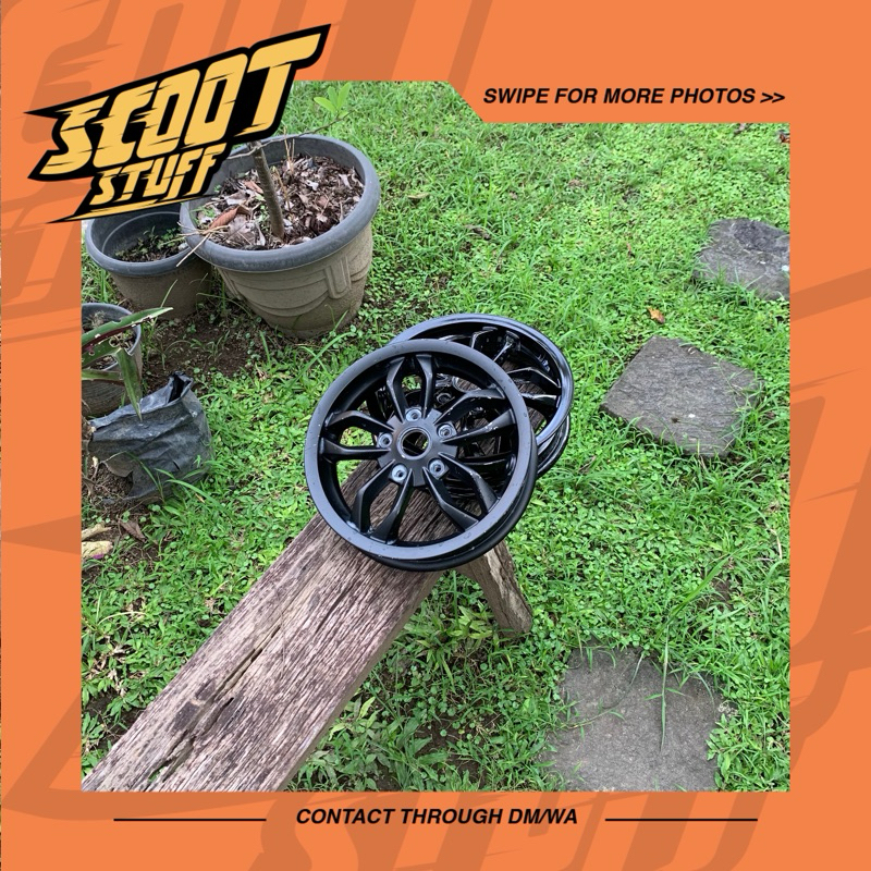 Velg Depan Set Vespa S LX Facelift Black Sprint Super PX PS Excel Exclusive Old Ring 11 Original Pia
