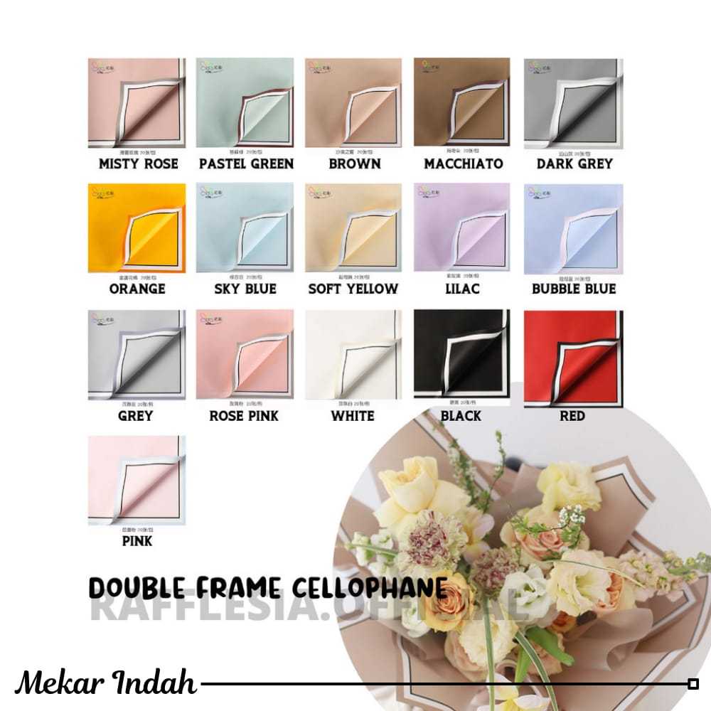

[5 LEMBAR] FLOWER WRAPPING DOUBLE FRAME CELLOPHANE WATERPROOF KERTAS BUKET BUNGA