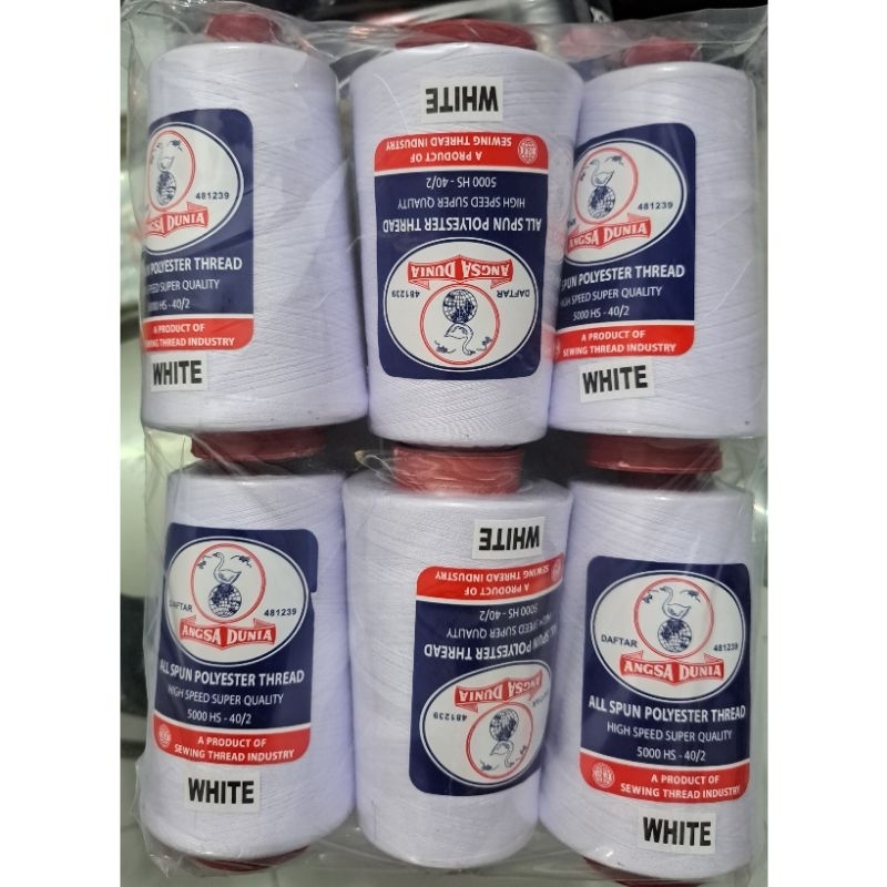 Partenzil Benang Jahit Angsa Dunia 5000 Yard 40/2 (1 Pak Isi 6 Biji Sama Warna)