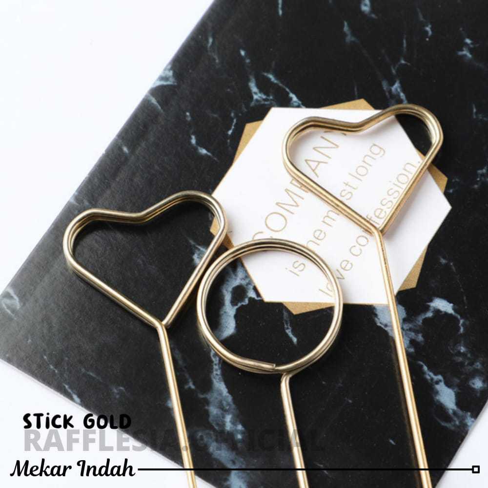 

GOLD STICK CARD ECERAN PCS STICK BUNGA BENTUK LOVE ATAU BULAT UNTUK HAND BOUQUET BUNGA FLORIST