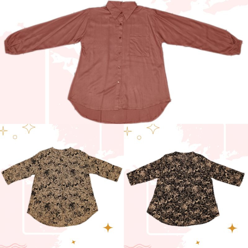 Kemeja Wanita Polos Kemeja Motif Bunga Kemeja Katun