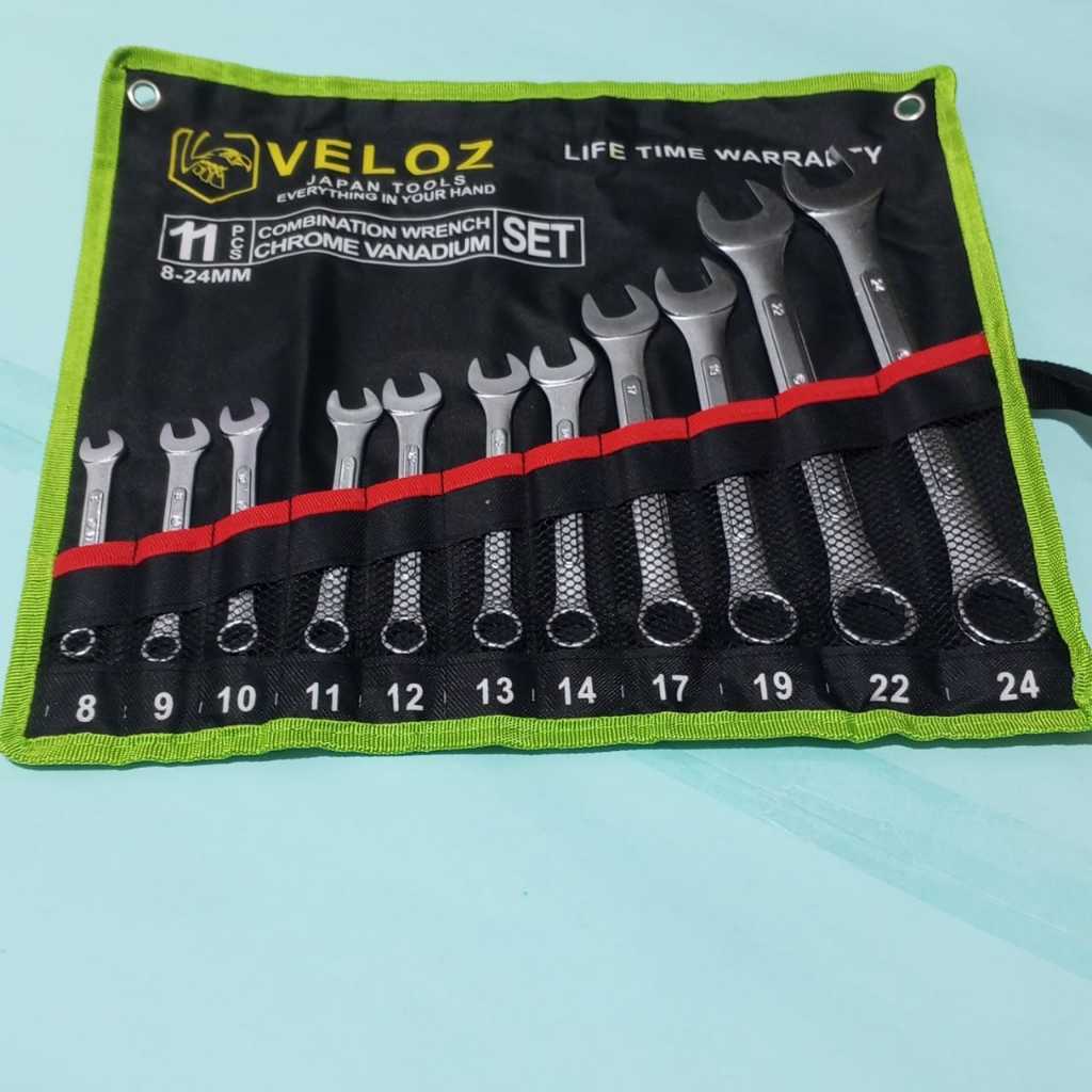 KUNCI RING PAS VELOZ 11 PCS 8-24 MM / Kunci Pas Ring Set VELOZ Lengkap 1 Set