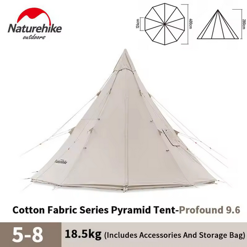 NATUREHIKE NH20ZP002 PYRAMID TENDA COTTON SERIES  9.6