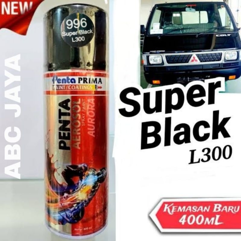 Cat Pilok Penta Aerosol 996 Super Black L300 400ml Hitam Pekat Mengkilap Solid Glossy Gloss Mobil L3