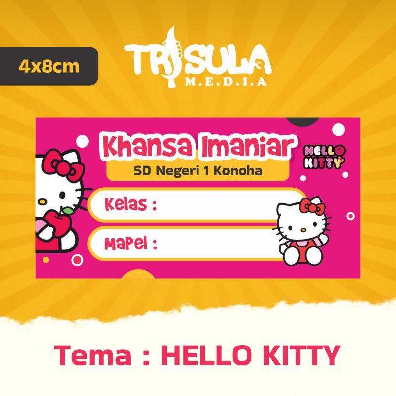 

label stiker nama buku pelajaran, label buku mapel, label stiker nama lucu