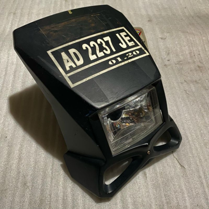 cover kerodong krodong visor lampu headlamp depan trail tril jadul vintage tua