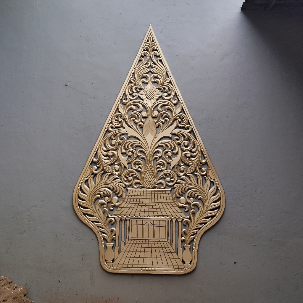 gunungan wayang dekorasi SPESIAL ADA UKIRAN BINGKAI ukiran spon ati 3d T 2M x L 120CM
