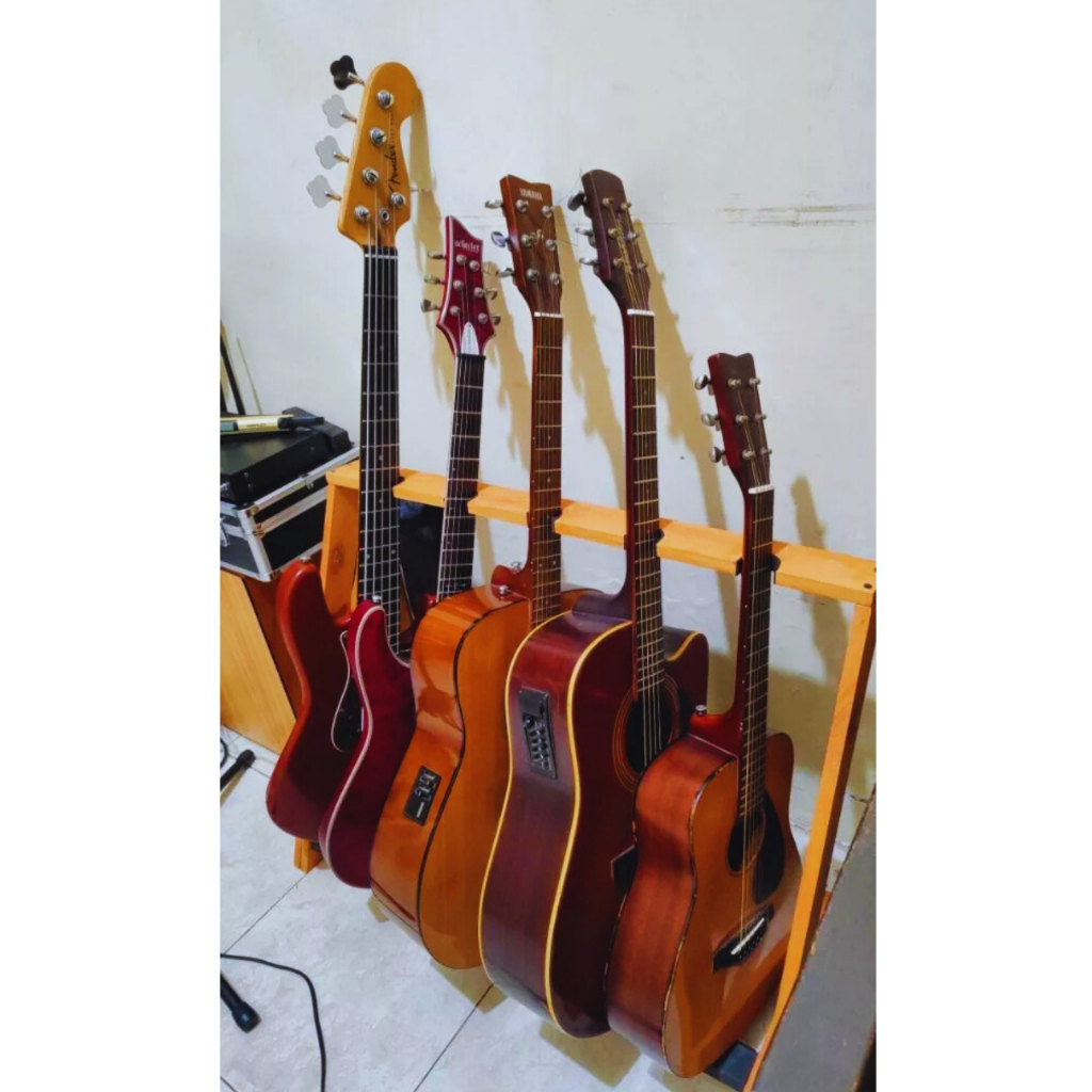 Rak Gitar Stand Gitar 5  Slot rak gitar kayu v5 minimalis estetik