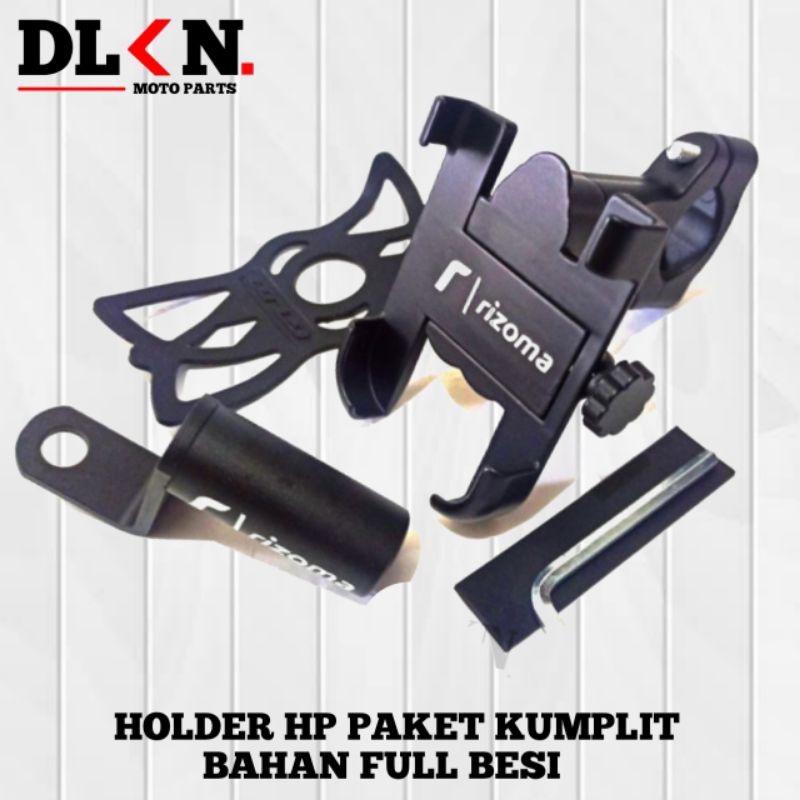 HOLDER HP MOTOR FULL BESI PAKET KUMPLIT + BREKET SPION MOTOR VARIO, BEAT, MIO, NMAX DLL