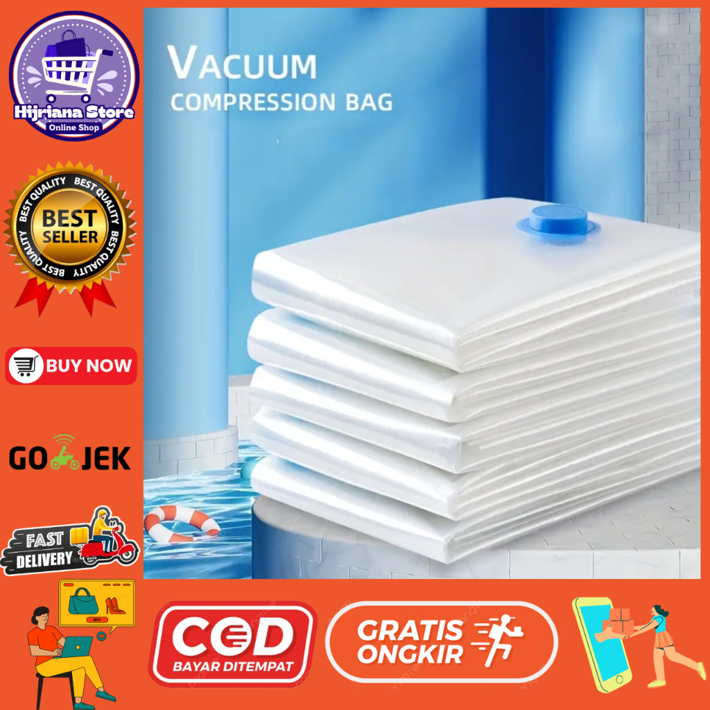 Plastik Vakum Baju Laundry Selimut Bedcover Boneka Pompa Manual Vacum Bag Travel / TaffPACK Kantong 