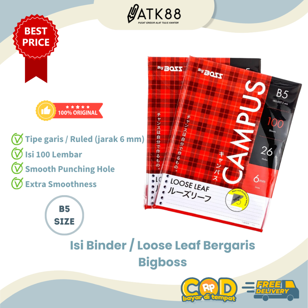 

[ATK88] Isi Binder B5 Bergaris - Loose Leaf Garis Bigboss