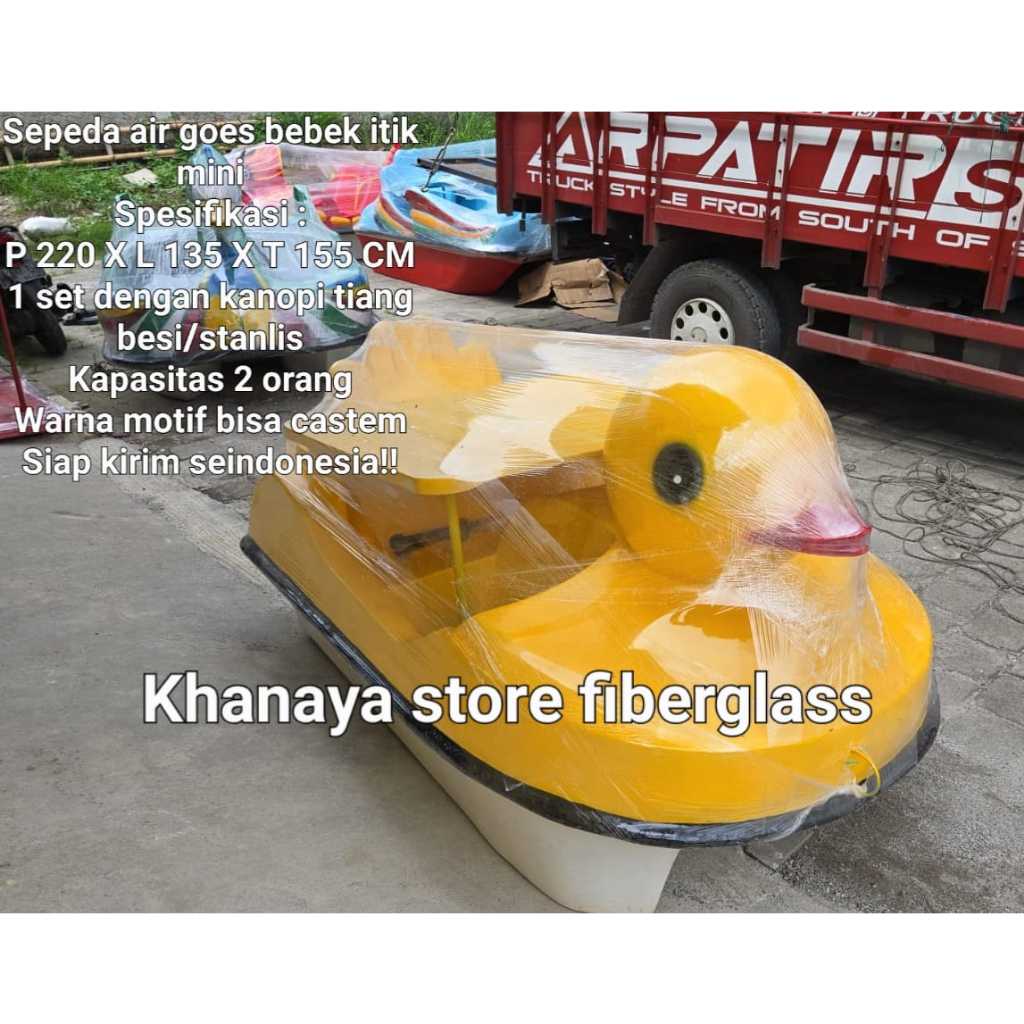 Siapkirim Mainan perahu bebekkan gowes kuning/Bebek itik mini kpsitas 2 orang/Perahu wisata murah