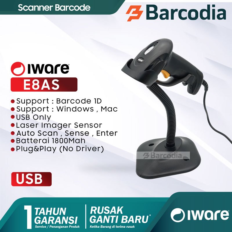 BARCODIA Scanner Barcode 1D 2d Iware Usb Bluetooth Wireless