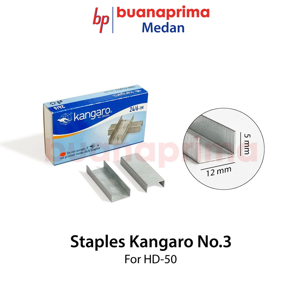 

ISI STAPLER KANGARO 3 24/6-1M Staples Hekter Anak Refill