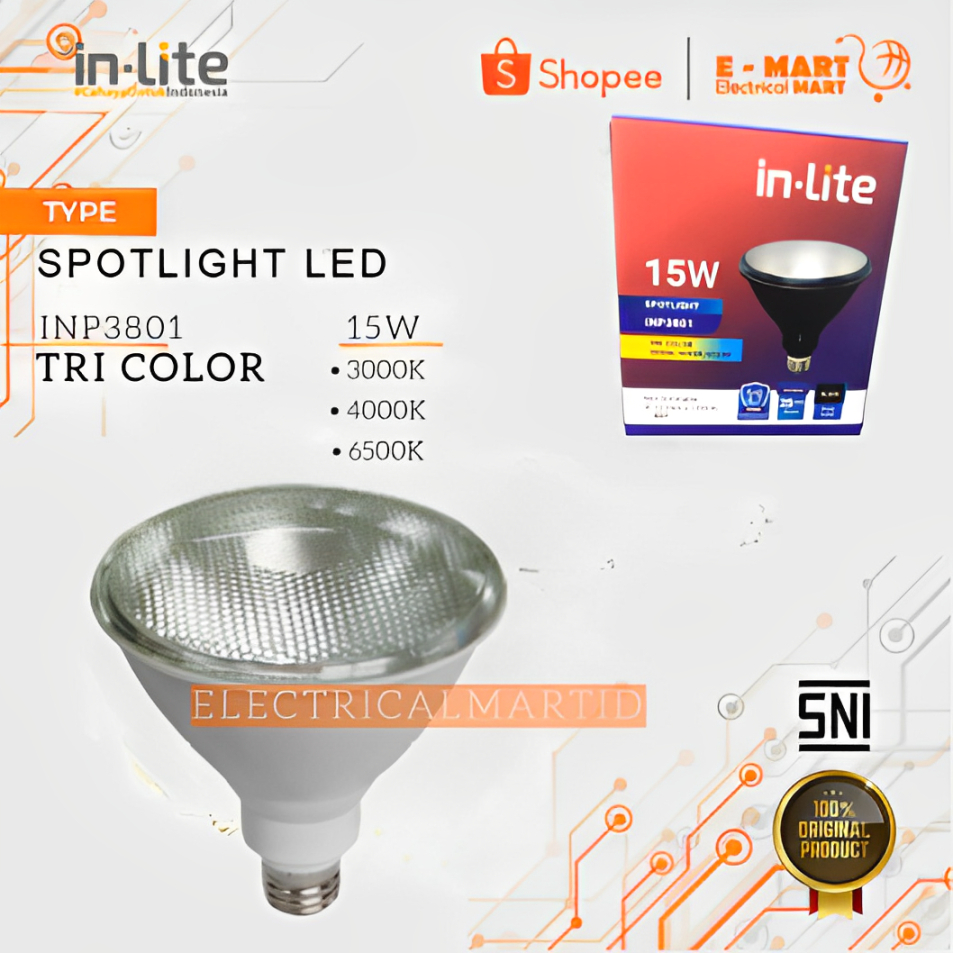 INLITE LED Spot E27 Lampu Sorot PAR 15Watt KUNING TriColor In-Lite 15 W INP3801