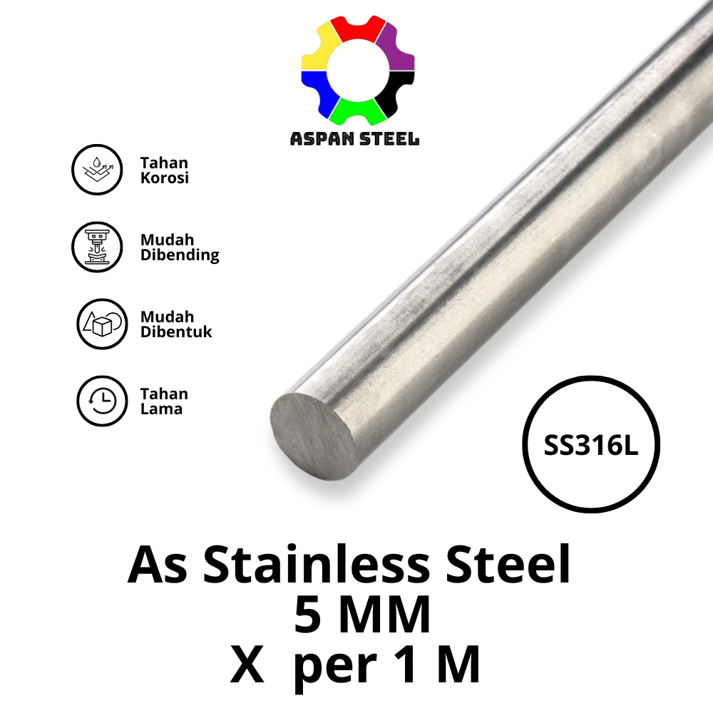 As 5 mm stainless steel 316