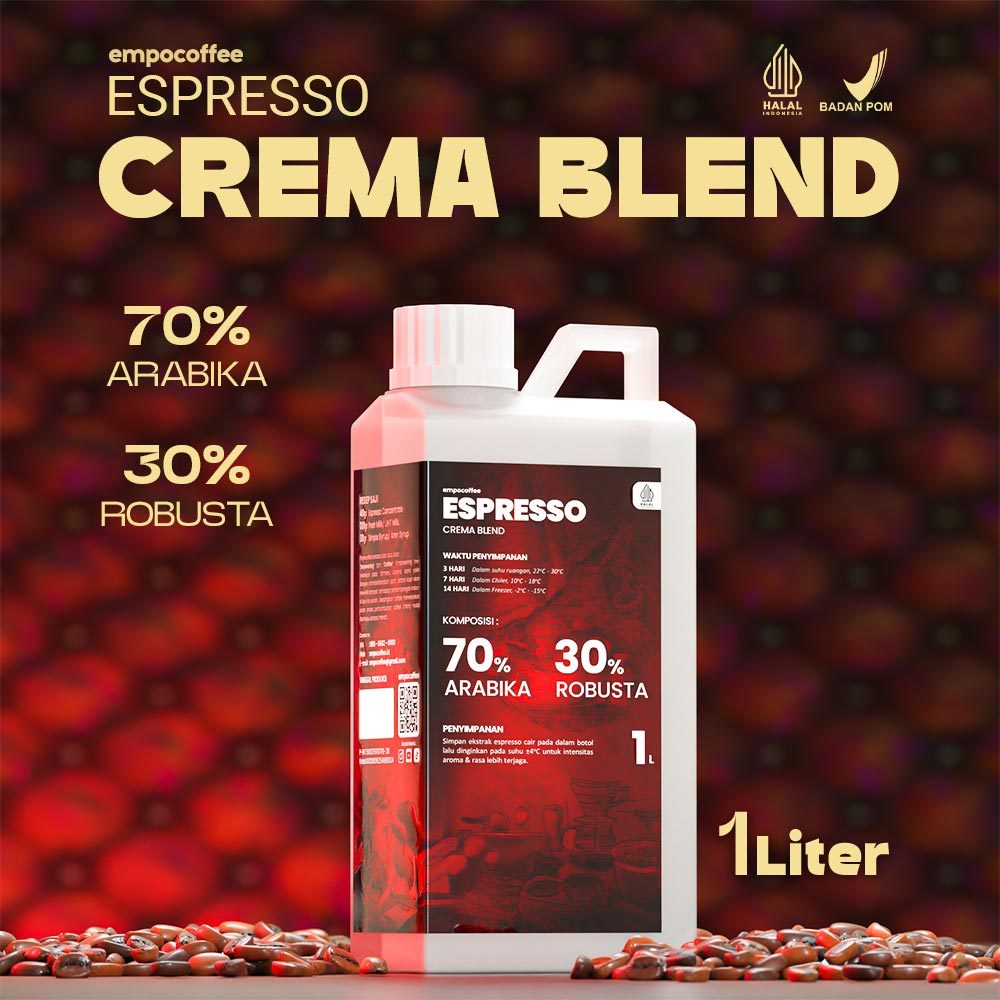 Espresso Cair 1 Liter Crema Blend Minuman Coffee Arabika Robusta 70/30 - 1 Liter