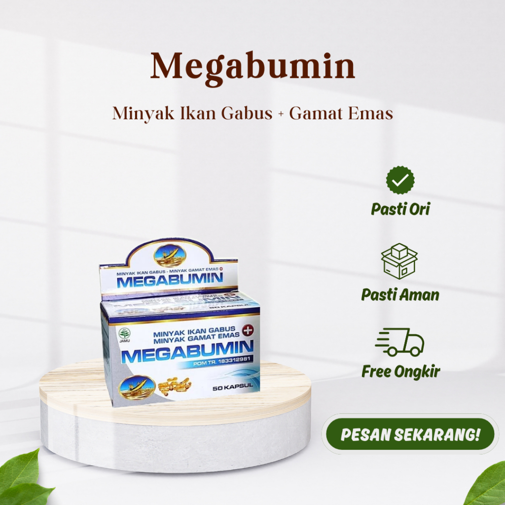 Megabumin 50 Kapsul Original - Minyak Ikan Gabus Plus Gamat Emas Suplemen Albumin Kolagen