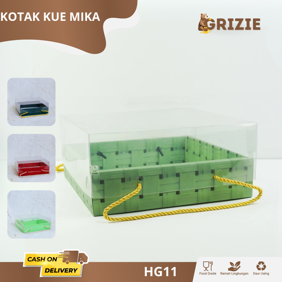 

Kotak Kue Mika / Box Tart Mika / Box Toples Kue / Box Cookies / Box Kue / Kotak Spikue / Box Roll Cake / Box Brownies / Box Kue Ultah / Box Mika Handle Tali / Box Pudding HG11