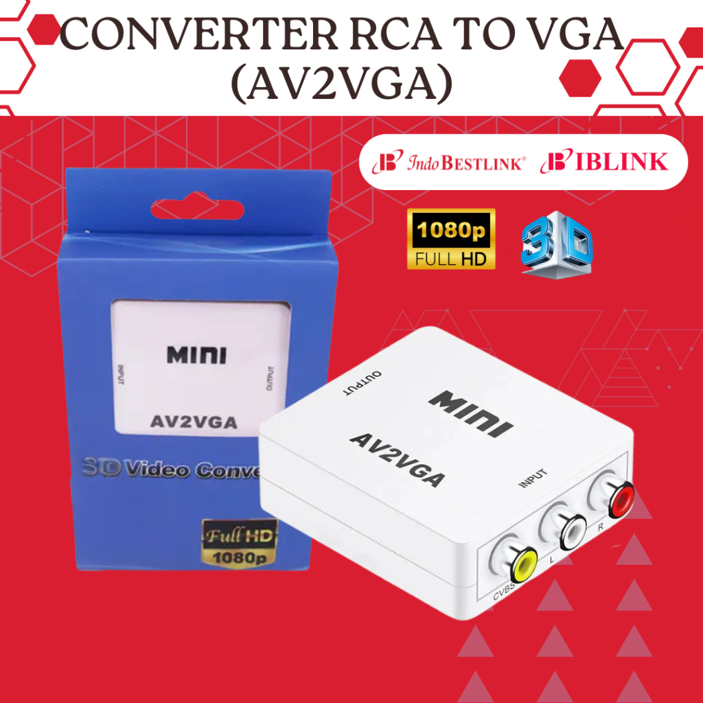 Converter Adapter RCA to VGA / AV to VGA High Quality / AV2VGA | CONVERTER AV FEMALE TO VGA FEMALE A