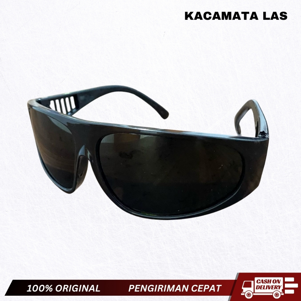 KACAMATA LAS SAFETY HITAM PEKAT ANTI RADIASI / ANTI PECAH HITAM PEKAT
