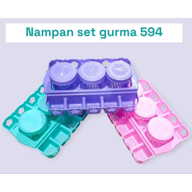 Nampan Gurma Cornelius Toples set Rak Aqua Gelas isi 3 Toples Lebaran