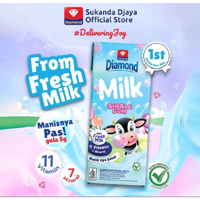 

Diamond UHT Milk Susu Rasa Bubblegum 200 ml