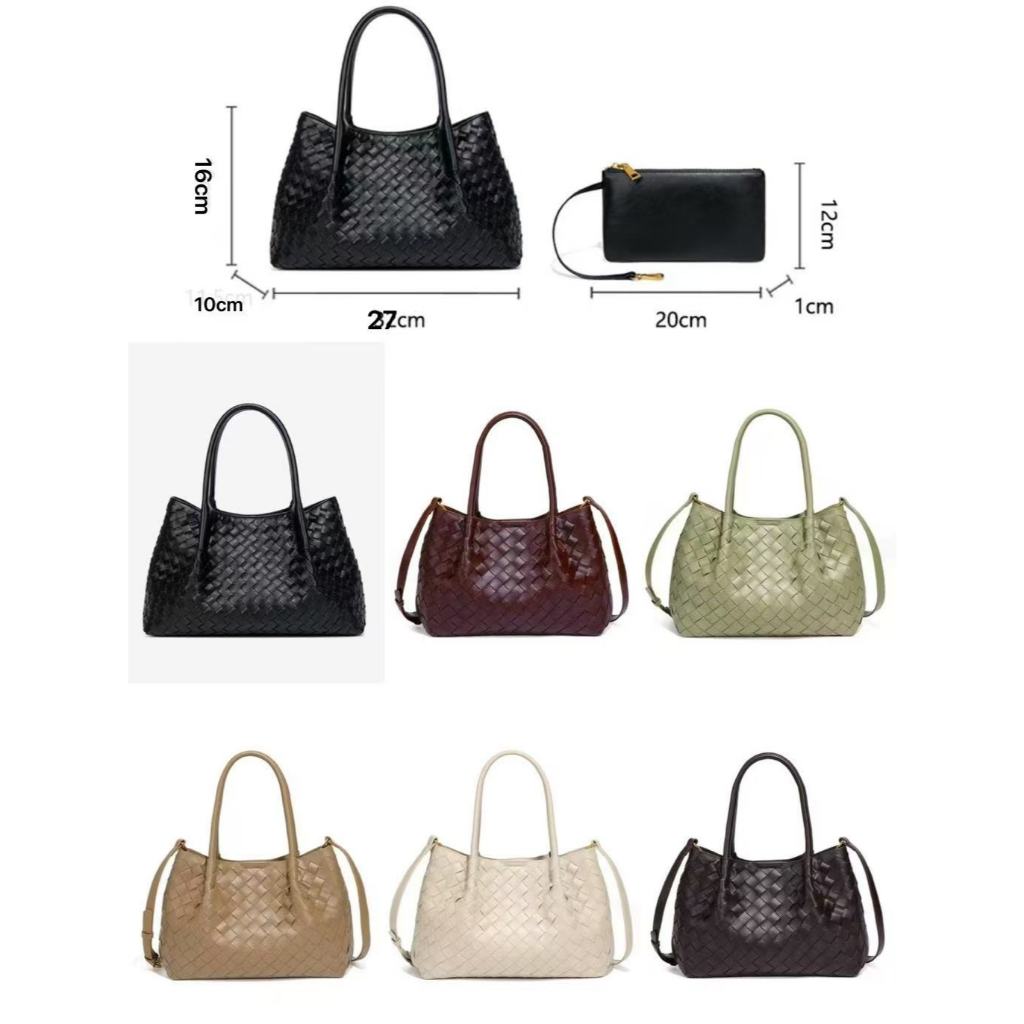 FS - TAS WANITA BV01 ANYAM LEATHER FASHION + POUCH