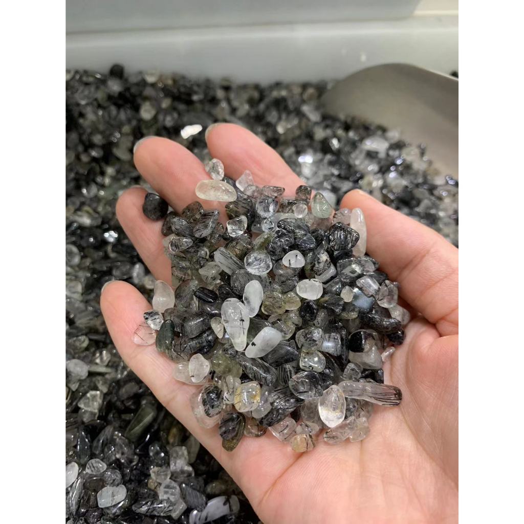 Batu Kristal Kuarsa Rutilated Hitam DIY