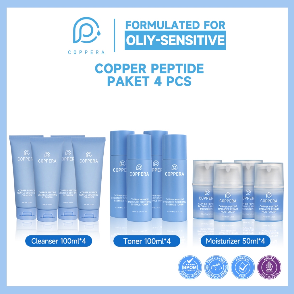 COPPERA Copper Peptide Series 4pcs set Moisturizer/Sooting Cleanse/Essence Toner  Moisturizing Sooth