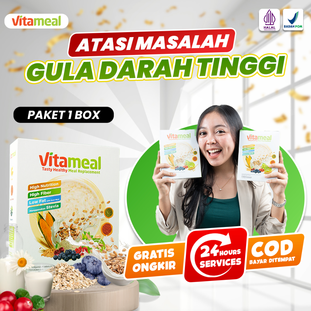 

[ GARANSI ] VITAMEAL Sereal Ampuh Turunkan Gula Darah Tinggi Asam Lambung GERD FITAMIL HERBAL